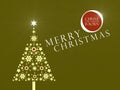 Merry Christmas Tree in gold with luminous star and red and white inscription