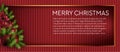 Merry Christmas tree holidays pine, branch fir vector banner or flyer.