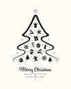 Merry christmas tree icon elements card background Royalty Free Stock Photo