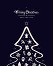 Merry christmas tree icon elements card background Royalty Free Stock Photo