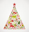 Merry Christmas tree shape full of elements compos Royalty Free Stock Photo