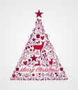 Merry Christmas tree shape full of elements compos Royalty Free Stock Photo