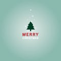 Merry Christmas tree and text flat