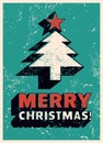 Merry Christmas! Typographic Christmas greeting card design. Grunge vector illustration. Royalty Free Stock Photo
