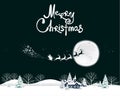 Merry Christmas. Vector illustration.Santa with his sleigh and reindeer, christmas background Royalty Free Stock Photo
