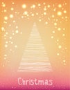 Merry Christmas typography on holiday background with fir tree and light, stars, snowflakes. Hand drawn. Vector eps illustration. Royalty Free Stock Photo