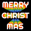 Merry Christmas typography wording with colors blending style with black background - Vector illustration