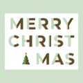 Merry Christmas typography wording in green and red colors by overlapping technique - Vector illustration