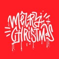 MERRY CHRISTMAS - urban graffiti white hip hop letters on a red background. Sprayed decorative font in rough street art Royalty Free Stock Photo