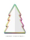 Merry Christmas! Vector abstract creative white Christmas tree consisting of colorful multicolor outlines on a white background.