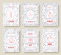 Merry Christmas thin line vector brochure cards set. birth of Christ template of flyear, magazines, posters, book cover Royalty Free Stock Photo