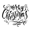 Merry Christmas vector Calligraphic Lettering text for design greeting cards. Holiday Greeting Gift Poster. Calligraphy Royalty Free Stock Photo