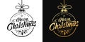 Merry christmas vector design black and gold collection on black and white background Royalty Free Stock Photo