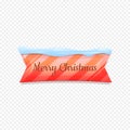 Merry Christmas. Vector Festive Banner Isolated on White Background. Colorful Banner with Snow on Top. Ribbon Colorful Royalty Free Stock Photo