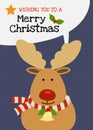 Merry Christmas vector reindeer character greeting card