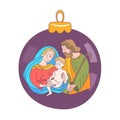 Merry Christmas. Vector greeting card. Virgin Mary, baby Jesus a Royalty Free Stock Photo