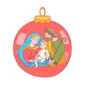 Merry Christmas. Vector greeting card. Virgin Mary, baby Jesus a Royalty Free Stock Photo