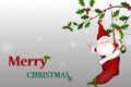 Merry Christmas. Vector Happy smiling Santa Claus holding a blank sign Royalty Free Stock Photo
