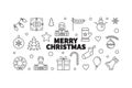 Merry Christmas vector illustration. Creative xmas line banner