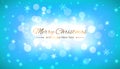 Merry christmas vector illustration. Design template with festive blue background. Happy new year greeting card. Snowflakes bokeh Royalty Free Stock Photo