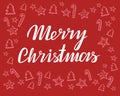 Merry Christmas Vector Lettering and hand-drawn xmas graphic. Greeting Card. Vector illustration Royalty Free Stock Photo