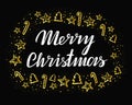 Merry Christmas Vector Lettering and hand-drawn xmas graphic. Greeting Card. Vector illustration Royalty Free Stock Photo