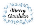 Merry Christmas Vector Lettering and hand-drawn xmas graphic. Greeting Card. Vector illustration Royalty Free Stock Photo