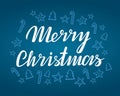 Merry Christmas Vector Lettering and hand-drawn xmas graphic. Greeting Card. Vector illustration Royalty Free Stock Photo