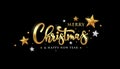 Merry christmas vector message gold and white banner