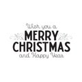 Merry Christmas vector text Calligraphic Lettering design card template. Creative typography for Holiday Greeting Gift Poster. Royalty Free Stock Photo