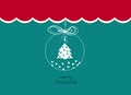 Merry Christmas Vintage background with tree in a xmas ball. Retro flat design. Royalty Free Stock Photo