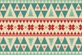 Merry Christmas vintage ethnic seamless pattern with green trees, yellow bells and red flowers. design for background, wallpaper, Royalty Free Stock Photo