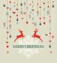 Merry Christmas vintage reindeer and bauble backgr Royalty Free Stock Photo