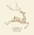 Merry Christmas vintage reindeer greeting card Royalty Free Stock Photo