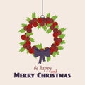 Merry Christmas Vintage Retro Typography Lettering Design Greeting Card on simple background. Royalty Free Stock Photo