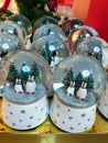 Merry Christmas Waterball with penguins and pine tree with snow inside