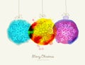 Merry Christmas watercolor baubles card