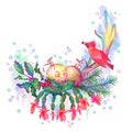 Merry Christmas Watercolor Drawing Royalty Free Stock Photo