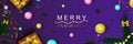 Merry Christmas web banner. Xmas and Happy New Year 2022 holiday celebration poster. Vector illustration with 3d realistic Royalty Free Stock Photo