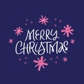 Merry Christmas white ink flat vector lettering Royalty Free Stock Photo