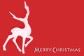 Merry Christmas White Reindeer on Red Background Royalty Free Stock Photo