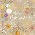 Merry Christmas winter doodles background Royalty Free Stock Photo