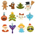 Merry Christmas, winter holidays cute symbolic characters vector Royalty Free Stock Photo