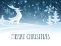 Merry Christmas Winter Landscape Deer Scene