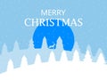 Merry Christmas. Winter landscape with snowflakes and Christmas trees. Deer in the forest. Xmas background. Vector Royalty Free Stock Photo