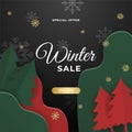 Merry Christmas winter new year sale cards with frame and golden decorations. Trendy abstract square Winter Holidays art template Royalty Free Stock Photo