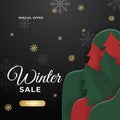 Merry Christmas winter new year sale cards with frame and golden decorations. Trendy abstract square Winter Holidays art template Royalty Free Stock Photo