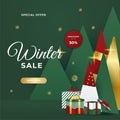 Merry Christmas winter new year sale cards with frame and golden decorations. Trendy abstract square Winter Holidays art template Royalty Free Stock Photo