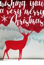 Merry Christmas winter paper cut art deer card Royalty Free Stock Photo