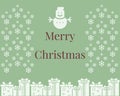Merry Christmas wishes greeting card abstract background with snowflakes, snowman and gift, graphic design illustration wallpaper Royalty Free Stock Photo